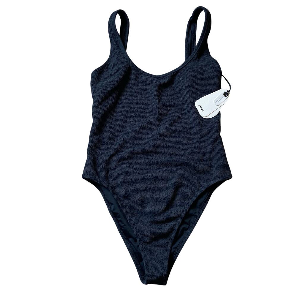 Prana Lahari Scrunch One Piece Swimsuit Women's Medium Black Cheeky Textured - Picture 5 of 8